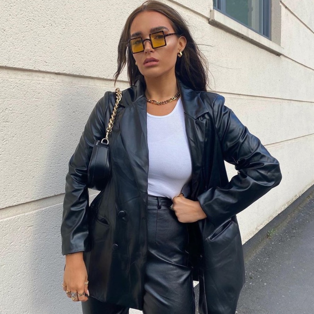 Missguided Faux Leather Blazer